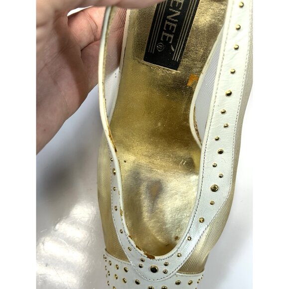 J Renee Joy Pumps Womens Sz 10 N Narrow Fabric Beads Uppers Sequins Off White - Picture 4 of 16